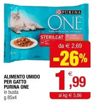 Iperal Purina One Alimento Umido per Gatto in busta g 85x4 offerta