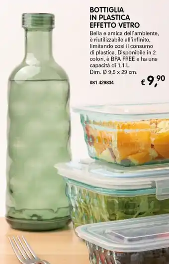Dmail Bottiglia in Plastica Effetto Vetro Ø 9,5 x 29 cm offerta