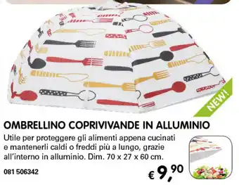 Ombrello Coprivivande in Alluminio 70 x 27 x 60 cm