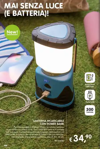 Lanterna Ricaricabile con Power Bank Ø 10 x 19 cm