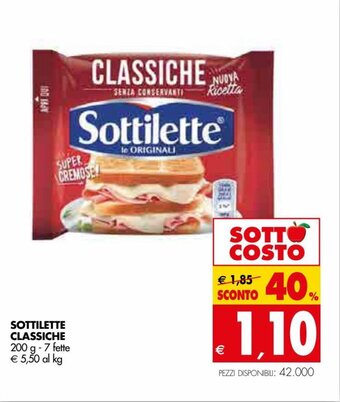 Tigros Sottilette Classiche 200 g 7 fette offerta