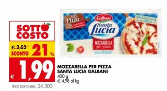 Tigros Galbani Santa Lucia Mozzarella Per Pizza 400 g offerta