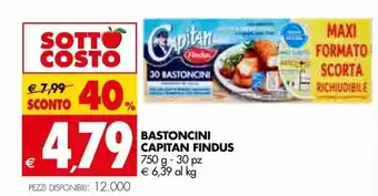 Tigros Findus Capitan Bastoncini 750 g 30 pz offerta