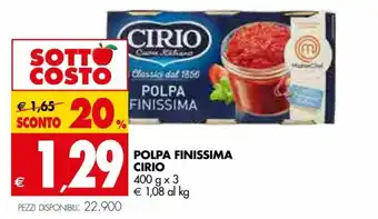 Tigros Cirio Polpa Finissima 400 g x 3 offerta