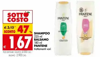 Tigros Pantene Shampoo 225 ml Balsamo 180 ml offerta
