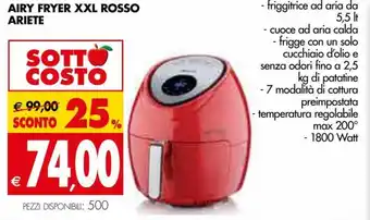 Tigros Airy Fryer XXL Rosso Ariete offerta