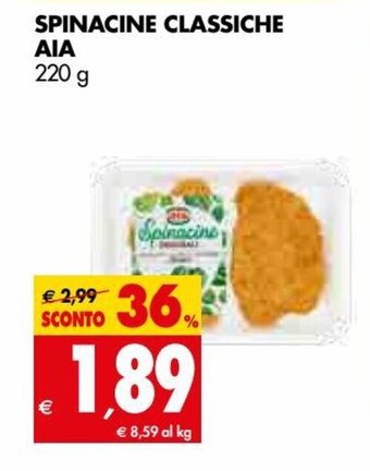 Tigros AIA Spinacine Classiche 220 g offerta