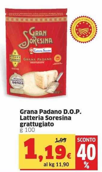 Sigma Grana Padano D.O.P Latteria Soresina grattugiato g 100 offerta