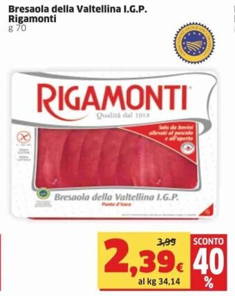 Sigma Rigamonti Bresaola della Valtellina I.G.P. g 70 offerta