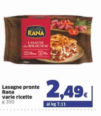 Sigma Rana Lasagne pronte varie ricette g 350 offerta