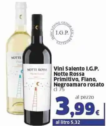 Sigma Vini Salento I.G.P. Notte Rosa Primitivo , Fiano, Negroamaro rosato cl 75 offerta