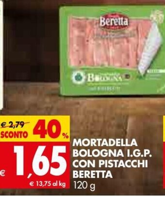 Tigros Beretta Mortadella Bologna I.G.P. Con Pistacchi 120 g offerta