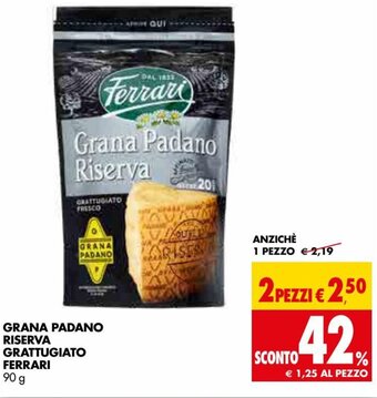 Tigros Ferrari Grana Padano Riserva Grattugiato 90 g offerta
