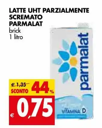 Tigros Parmalat Latte UHT Parzialmente Scremato brick 1 litro offerta