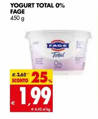 Tigros Fage Yogurt Total 0% 450 g offerta