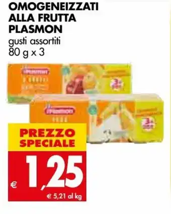 Tigros Plasmon Omogeneizzati Alla Frutta gusti assortiti 80 g x 3 offerta