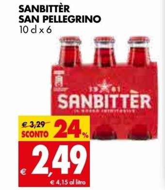 Tigros Sanbittèr San Pellegrino 10 cl x 6 offerta
