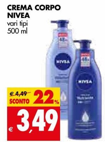 Tigros Nivea Crema Corpo vari tipi 500 ml offerta