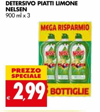 Tigros Nelsen Detersivo Piatti Limone 900 ml x 3 offerta