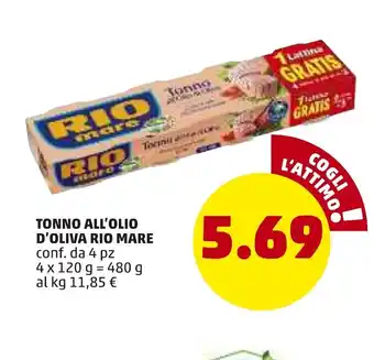 PENNY Rio Mare Tonno All'Olio D'Oliva 4 pz x 120g offerta