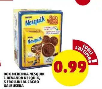 PENNY Nestle Nesquik 1 Bevanda, 3 Frollini Al Cacao Galbusera Box Merenda offerta