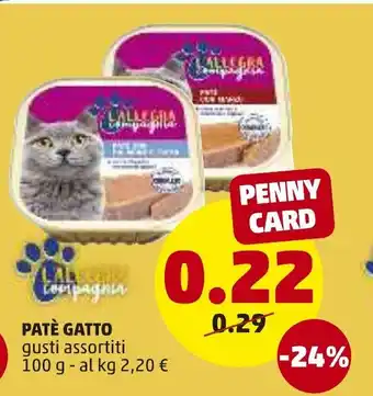 PENNY L'Allegra Patè Gatto 100g offerta