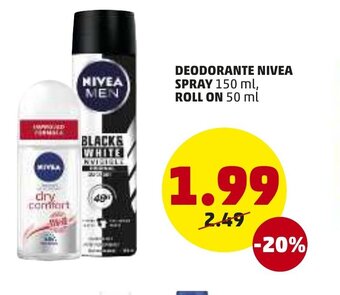 PENNY Nivea Deodorante Spray 150ml, Roll On 50ml offerta