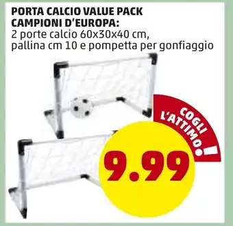 Porta Calcio Value Pack Campioni D'Europa 60x30x40cm 10cm
