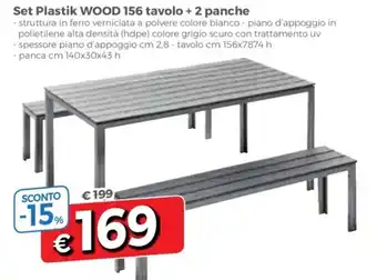 DPiù Set Plastik Wood 156 tavolo + 2 panche offerta