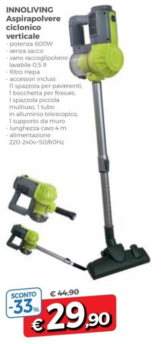 Innoliving Aspirapolvere ciclonico verticale