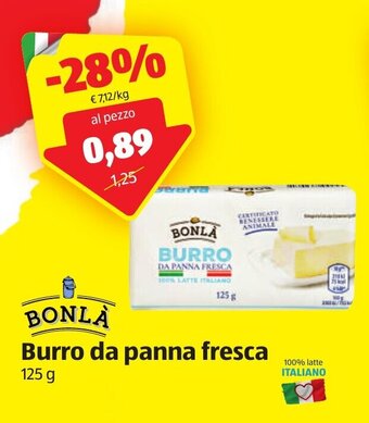ALDI Bonlà Burro da panna fresca 125 g offerta