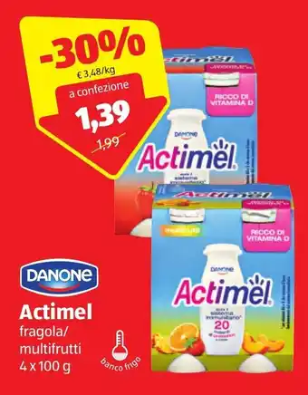 ALDI Danone Actimel fragola/multifrutti 4x100g offerta
