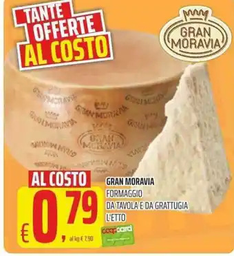 Coop Gran Moravia Formaggio da Tavola da Grattugia l'etto offerta