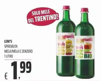 Coop Leni's Spremuta Mela/Mela e Zenzero 1 litro offerta