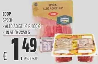 Coop Coop Speck Alto Adige I.G.P. 100g/ In Stick 2x50g offerta