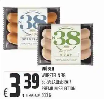 Coop Wüber Wurstel N.38 Servelade/Brat/Premium Selection 300g offerta