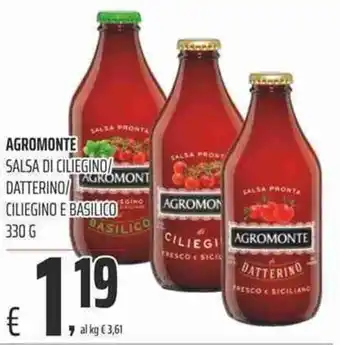 Coop Agromonte Salsa di Ciliegino/Datterino/Ciliegino e Basilico 330g offerta
