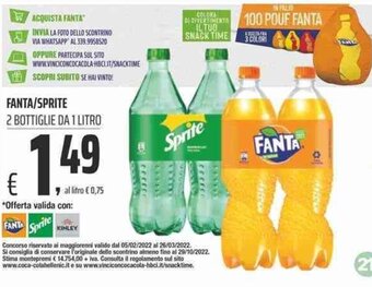Coop Fanta/Sprite 2 Bottiglie da 1 litro offerta