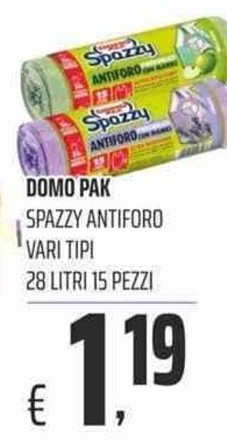 Domo Pak Spazzy Antiforo vari tipi 28 litri 15 pezzi