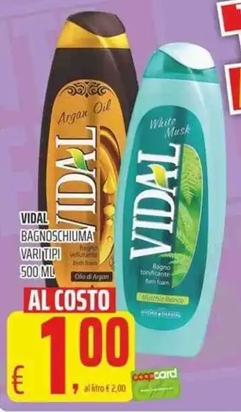 Coop Vidal Bagnoschiuma vari tipi 500ml offerta