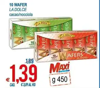 MD Discount La Dolce 10 Wafer cacao/nocciola 450g offerta