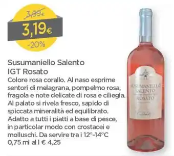DPiù Susumaniello Salento IGT Rosato 0,75,l offerta
