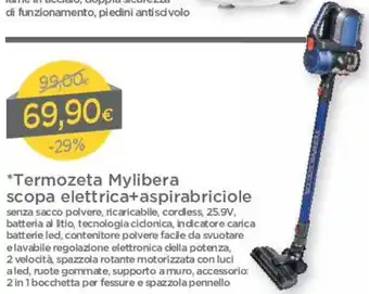 DPiù Termozeta Mylibera Scopa Elletrica + Aspirabriciole 25.9V offerta