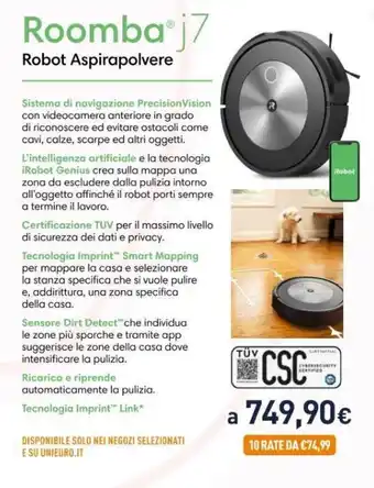 Unieuro Roomba j7 Robot Aspirapolvere offerta