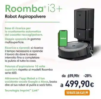 Unieuro Roomba i3+ Robot Aspirapolvere offerta