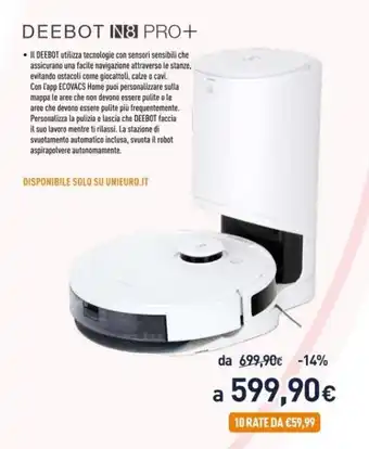 Unieuro Ecovacs Deebot N8 Pro+ offerta