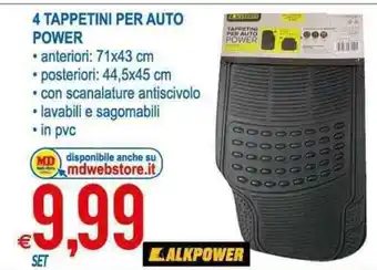 4 Tappetini Per Auto Power