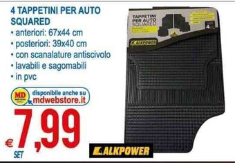 MD Discount 4 Tappetini Per Auto Squared offerta