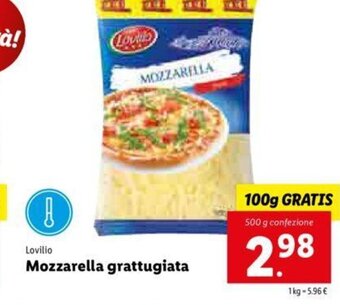 Lidl Lovillio Mozzarella grattugiata 500g offerta