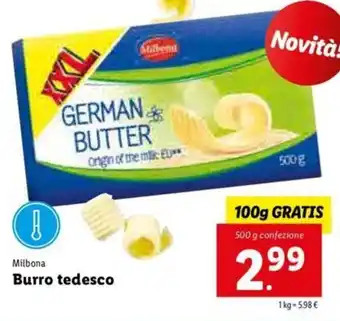 Lidl Milbona Burro tedesco offerta